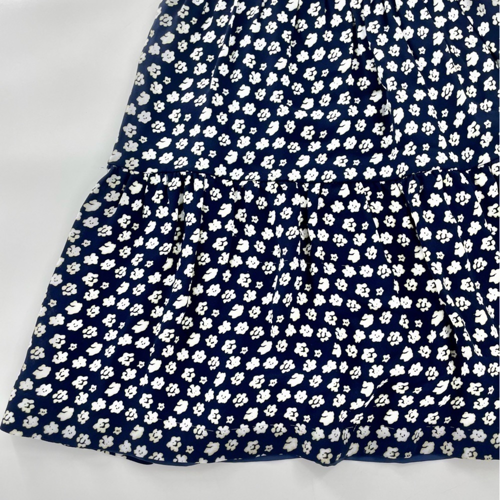 J Crew Blurred Floral Tiered Short Sleeve Navy Blue Dress Ditzy‎ Floral A1380 - Picture 6 of 14